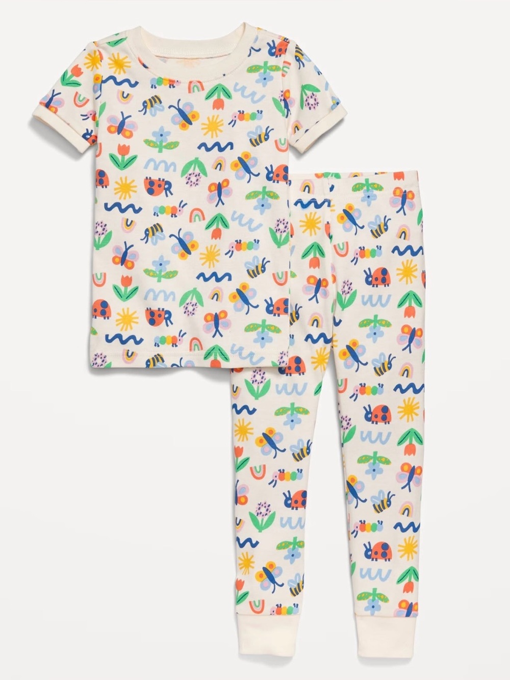Old Navy Snug Fit Pajamas Short Sleeve Size 4T Spring Floral Bug Print